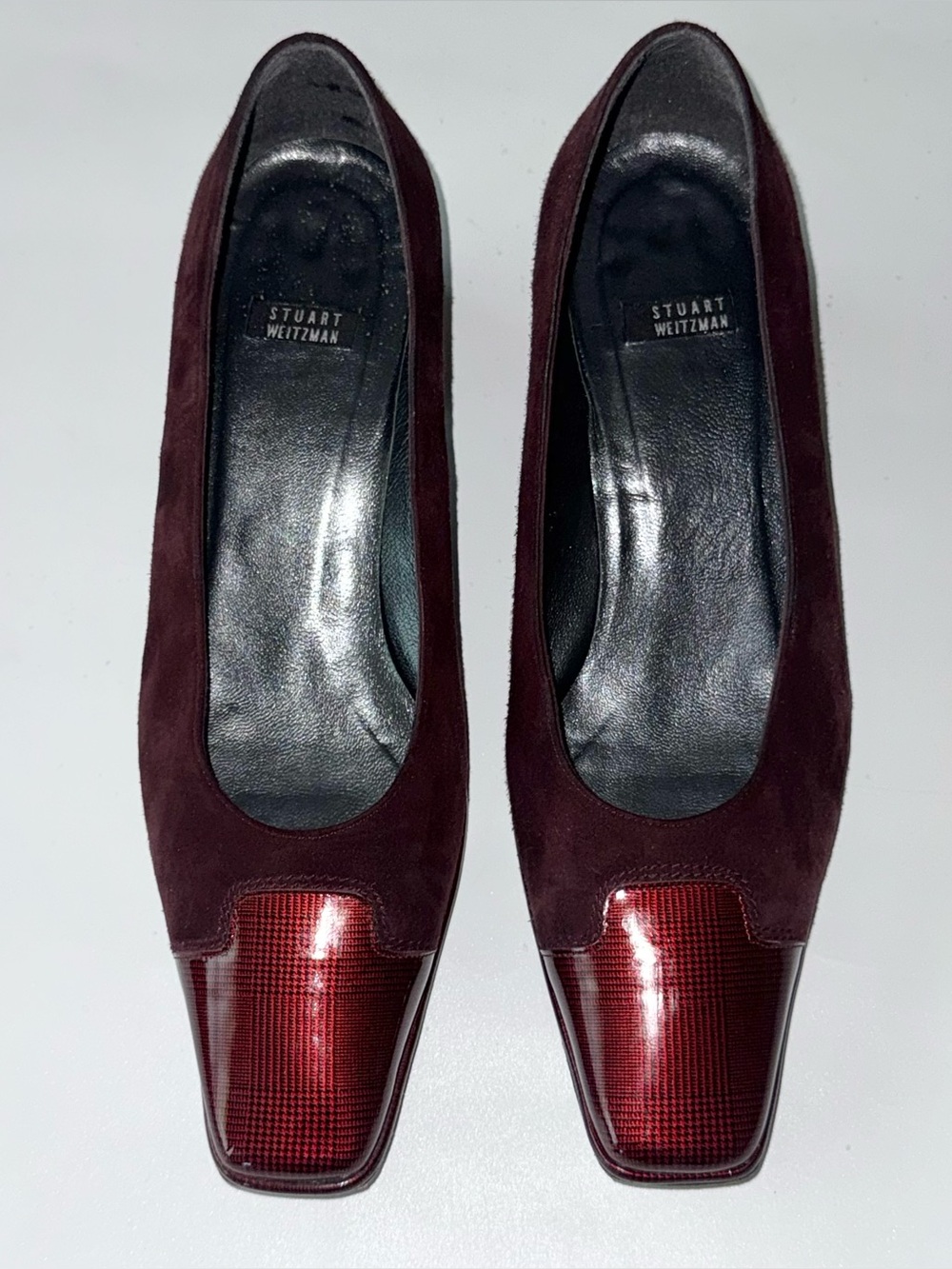 Stuart Weitzman Maroon Red Block Heel Suede Heels Size 8.5 B